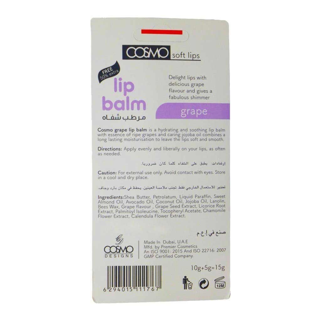 Cosmo Soft Lips Grape Enriched Lip Balm 15Gm - Image 2