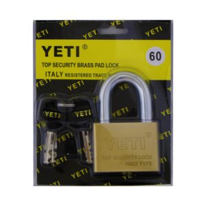 Yeti 60mm Brass Pad lock with Key Set